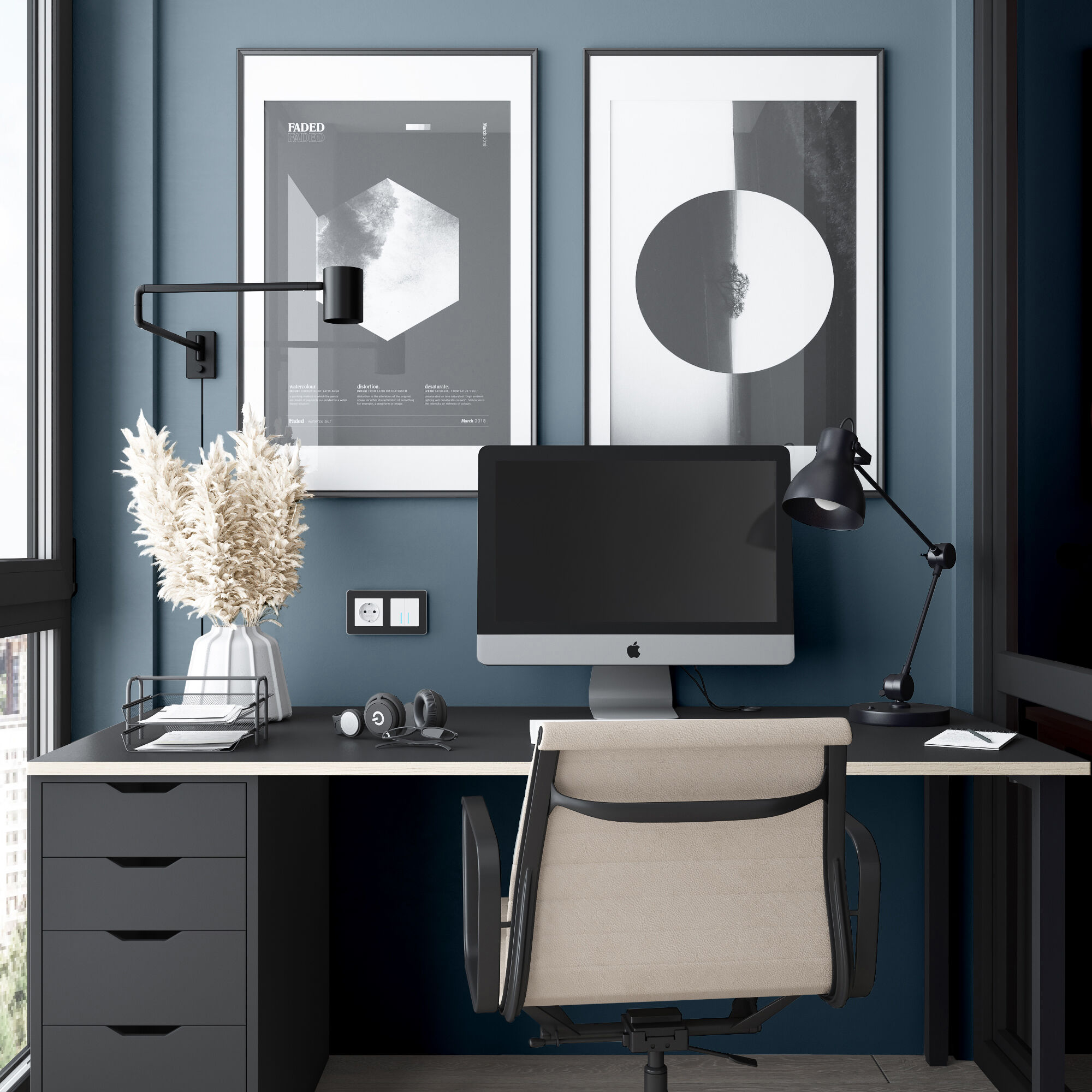 Рамка на 2 поста Platinum черный алюминий Werkel