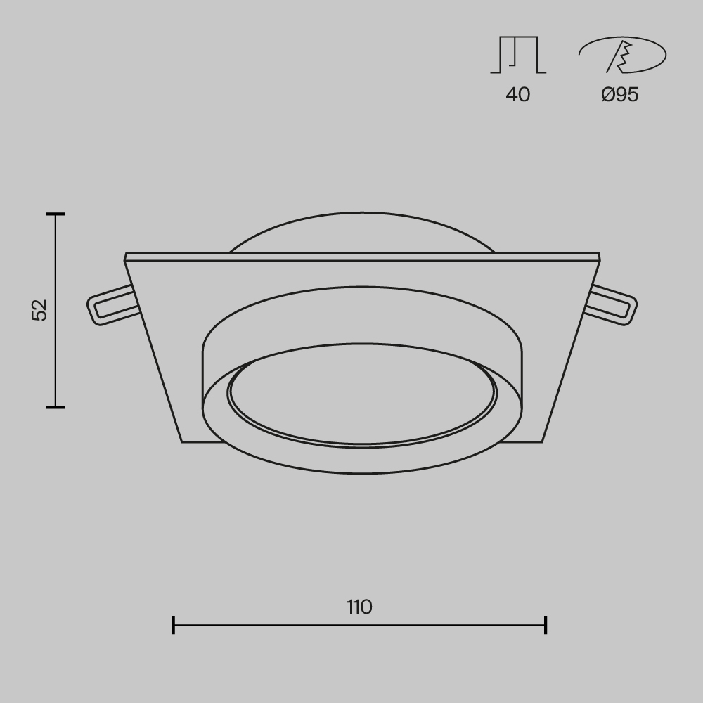 Встраиваемый светильник Maytoni Hoop GX53 1x12Вт DL086-GX53-SQ-BW
