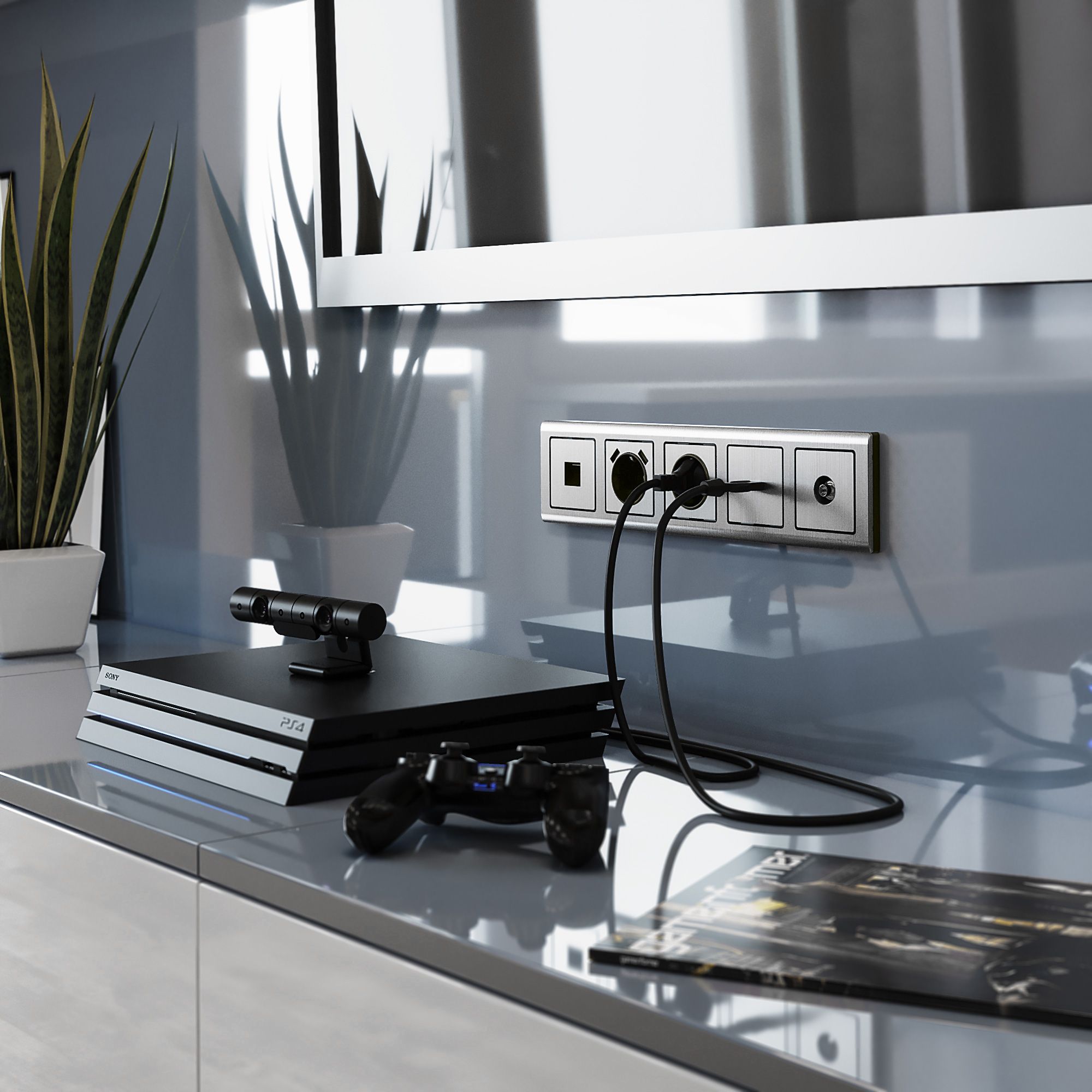 Розетка Ethernet RJ-45 (глянцевый никель) Werkel