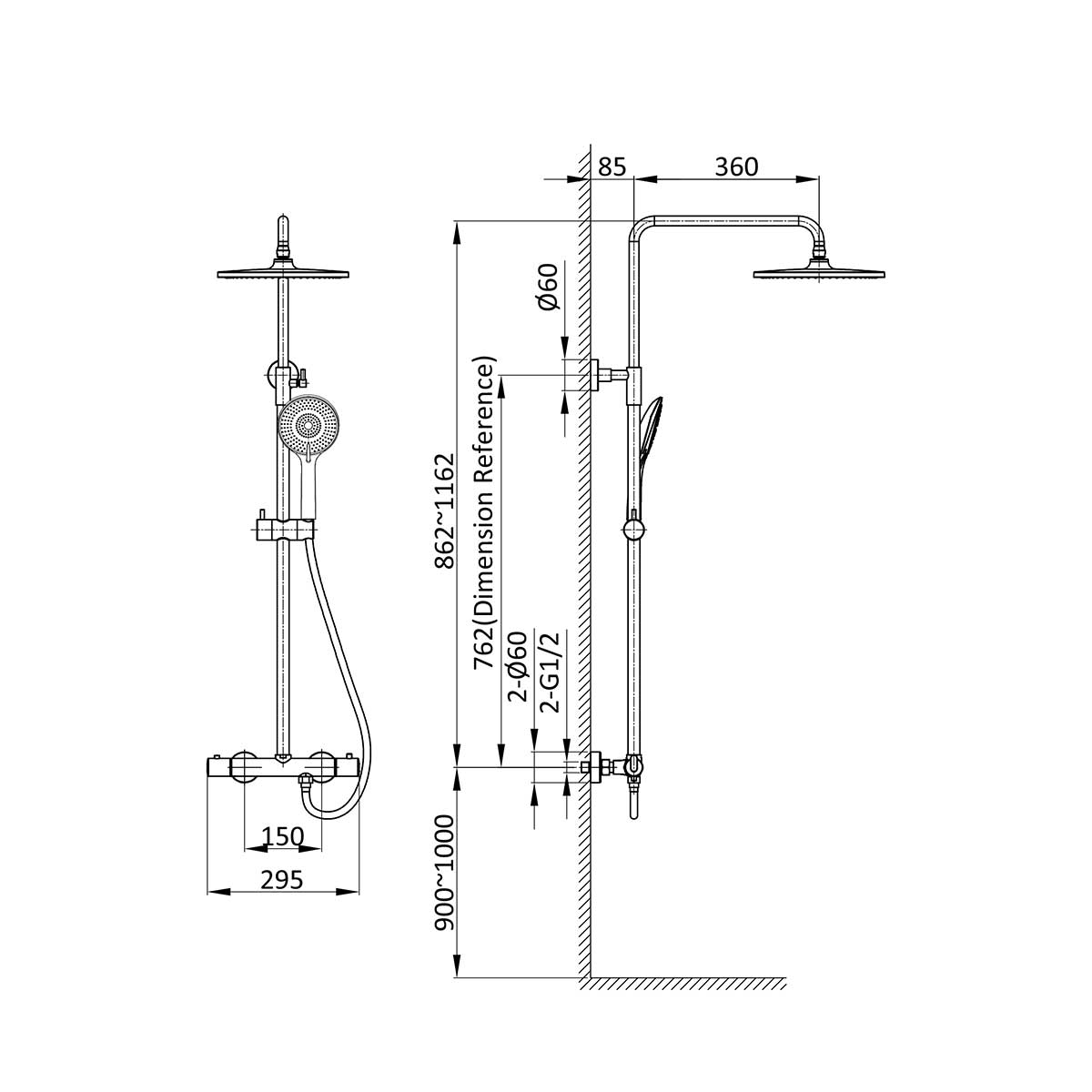 Душевая стойка Vincea Esse VSFS-1E0TMB настенная цвет черный