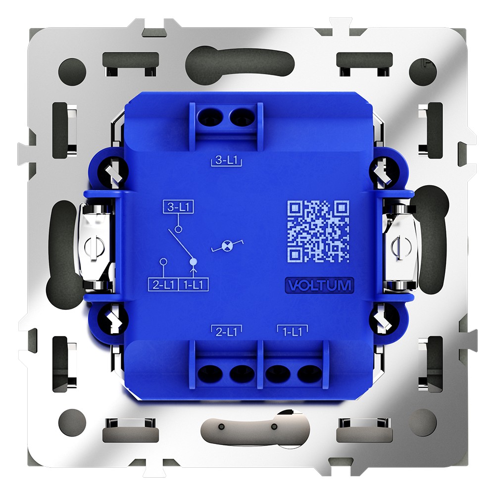Проходной переключатель встраиваемый VOLTUM S70 одноклавишный с подсветкой 10А, (черный матовый)