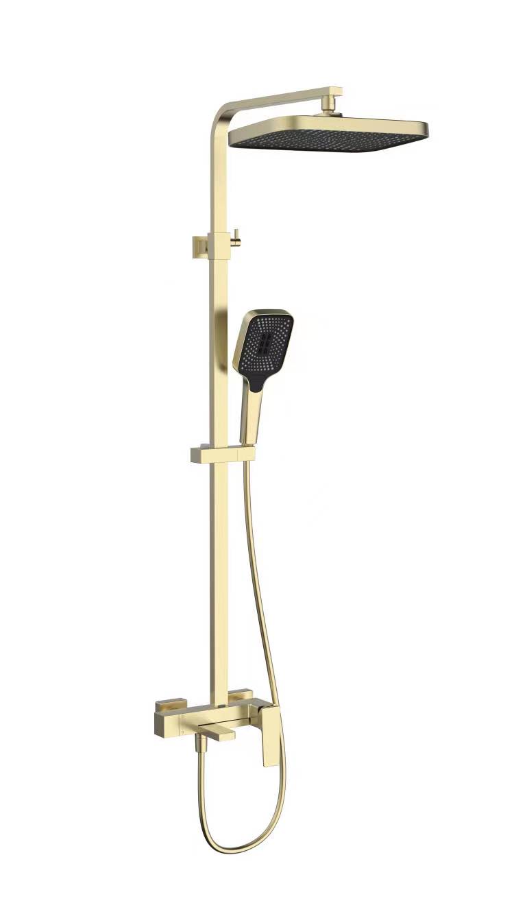 Душевая стойка Vincea Cube VSFS-4C12BG настенная цвет брашированное золото