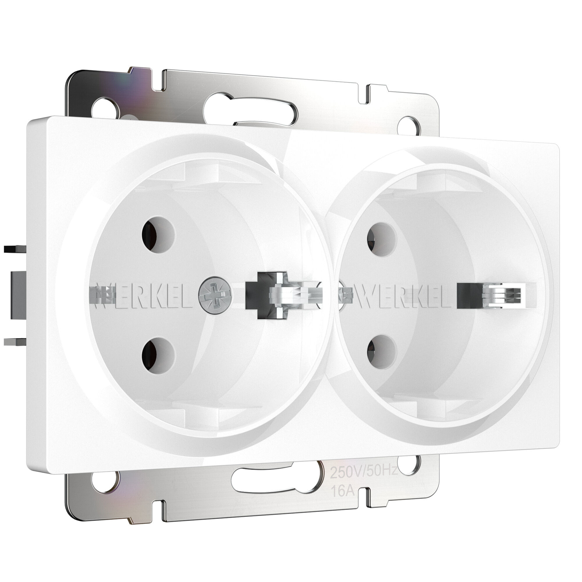 Розетка двойная с заземлением (белая глянцевая) Werkel