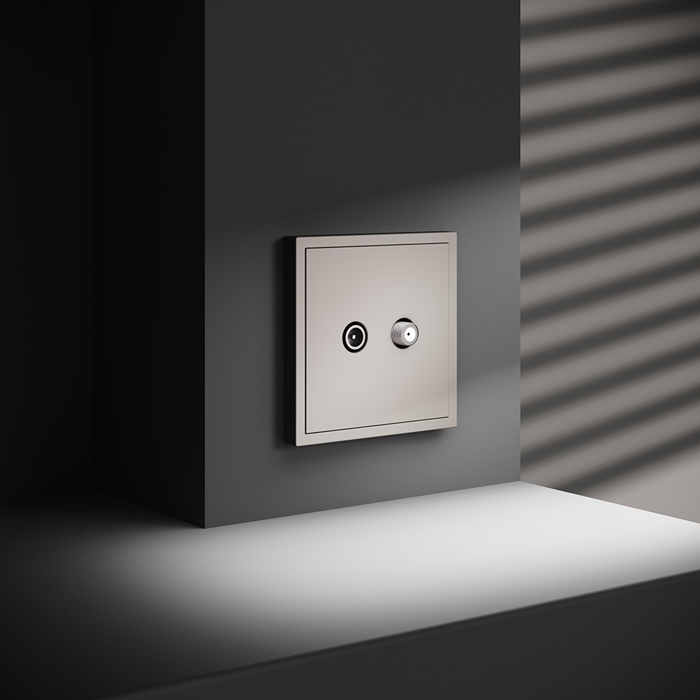 Розетка телевизионная встраиваемая VOLTUM S70 оконечная TV+SAT, (кашемир)