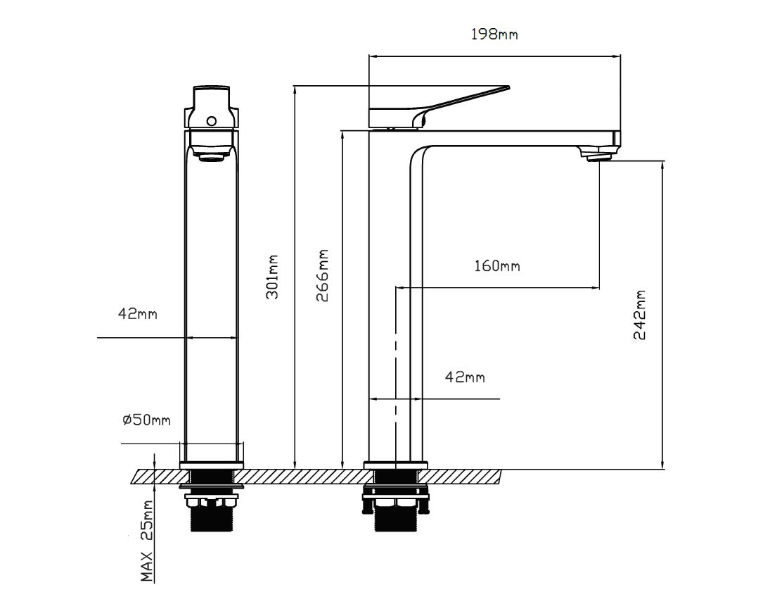 Смеситель Vincea Arco VBF-4AR02GM на столешницу вороненая сталь
