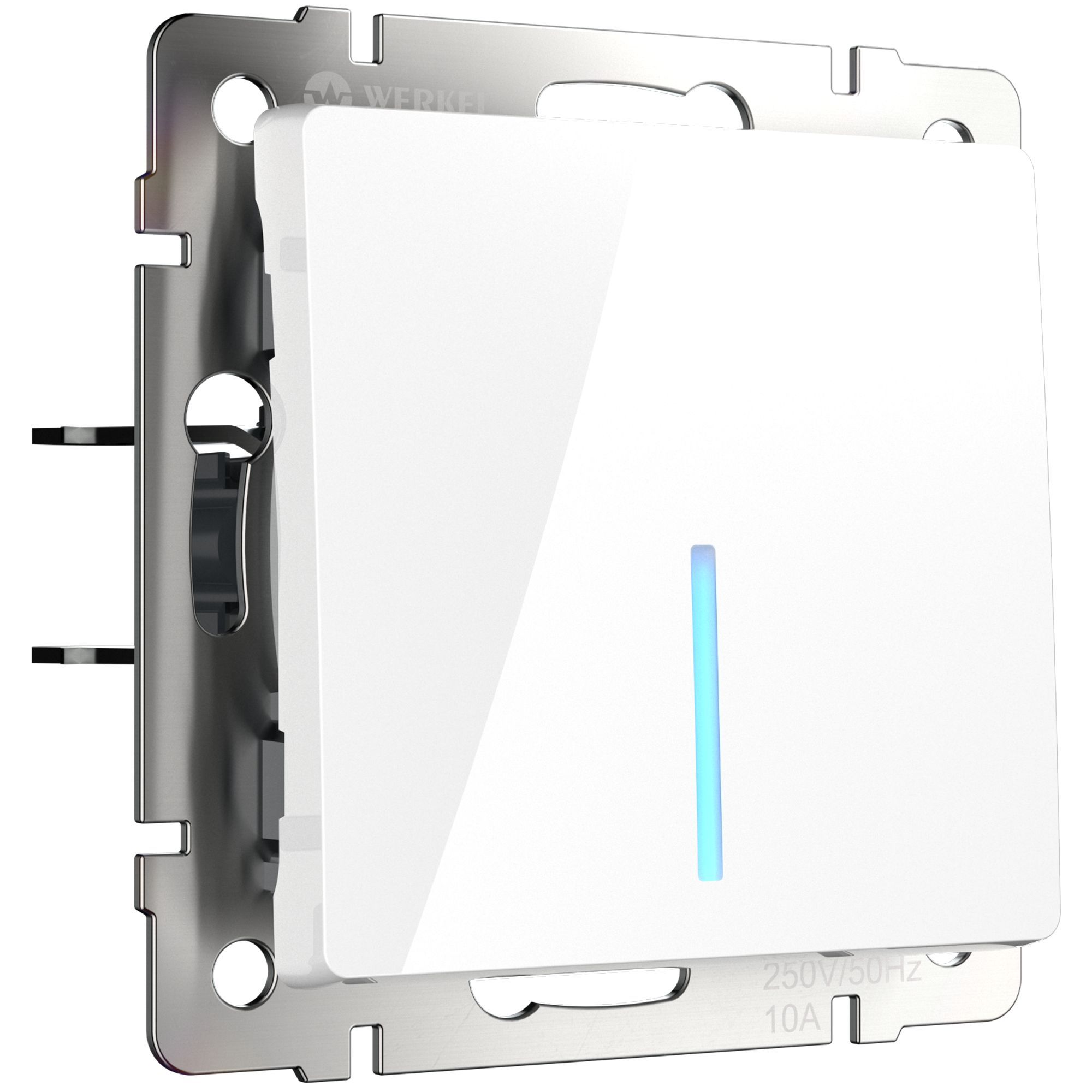 Выключатель одноклавишный с подсветкой (белый глянцевый) Werkel