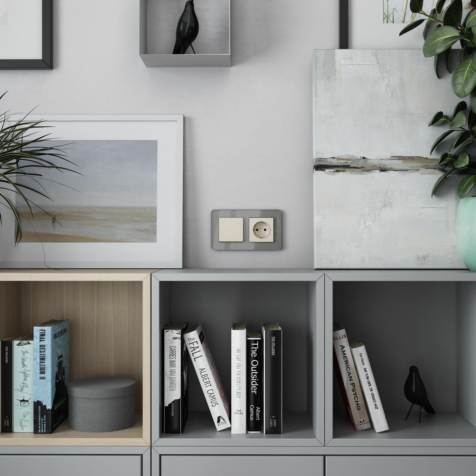 Розетка с заземлением и шторками (айвори матовый) Werkel