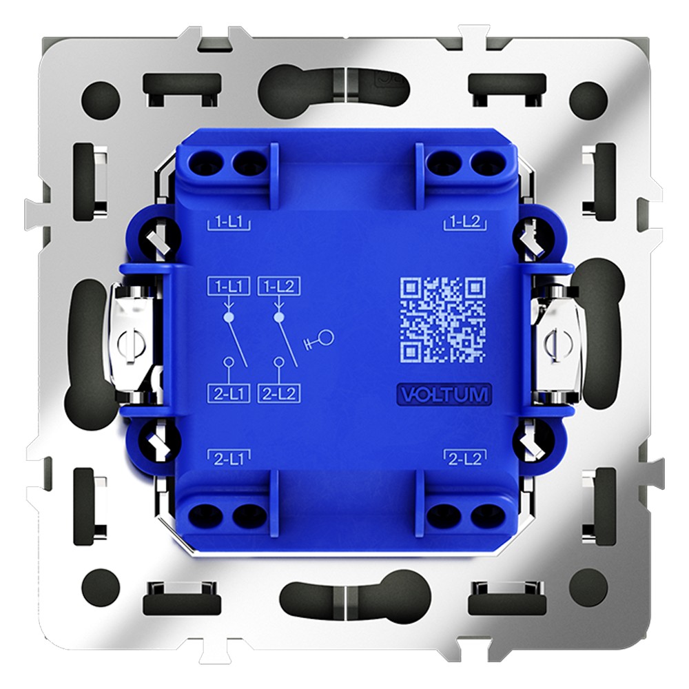 Выключатель встраиваемый VOLTUM S70 двухклавишный 10А, (графит)