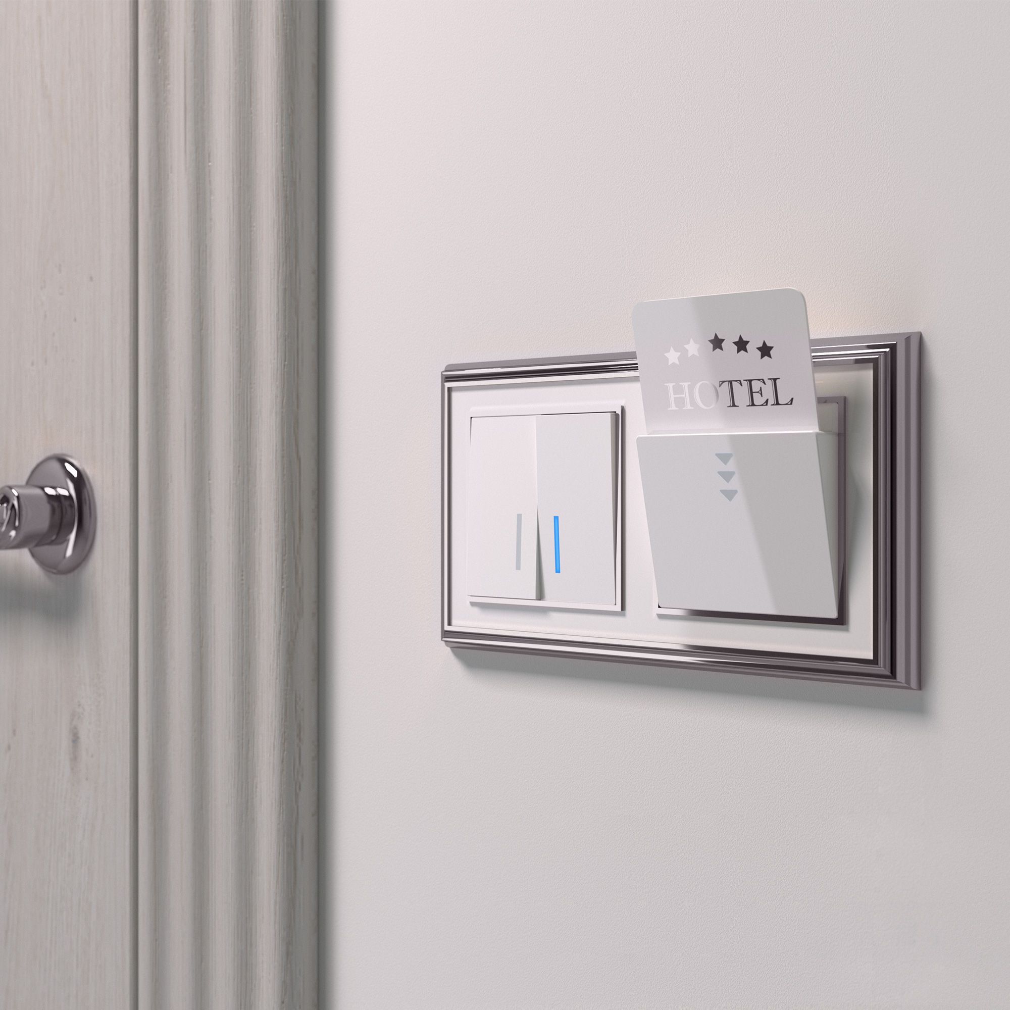 Выключатель двухклавишный с подсветкой (белый глянцевый) Werkel