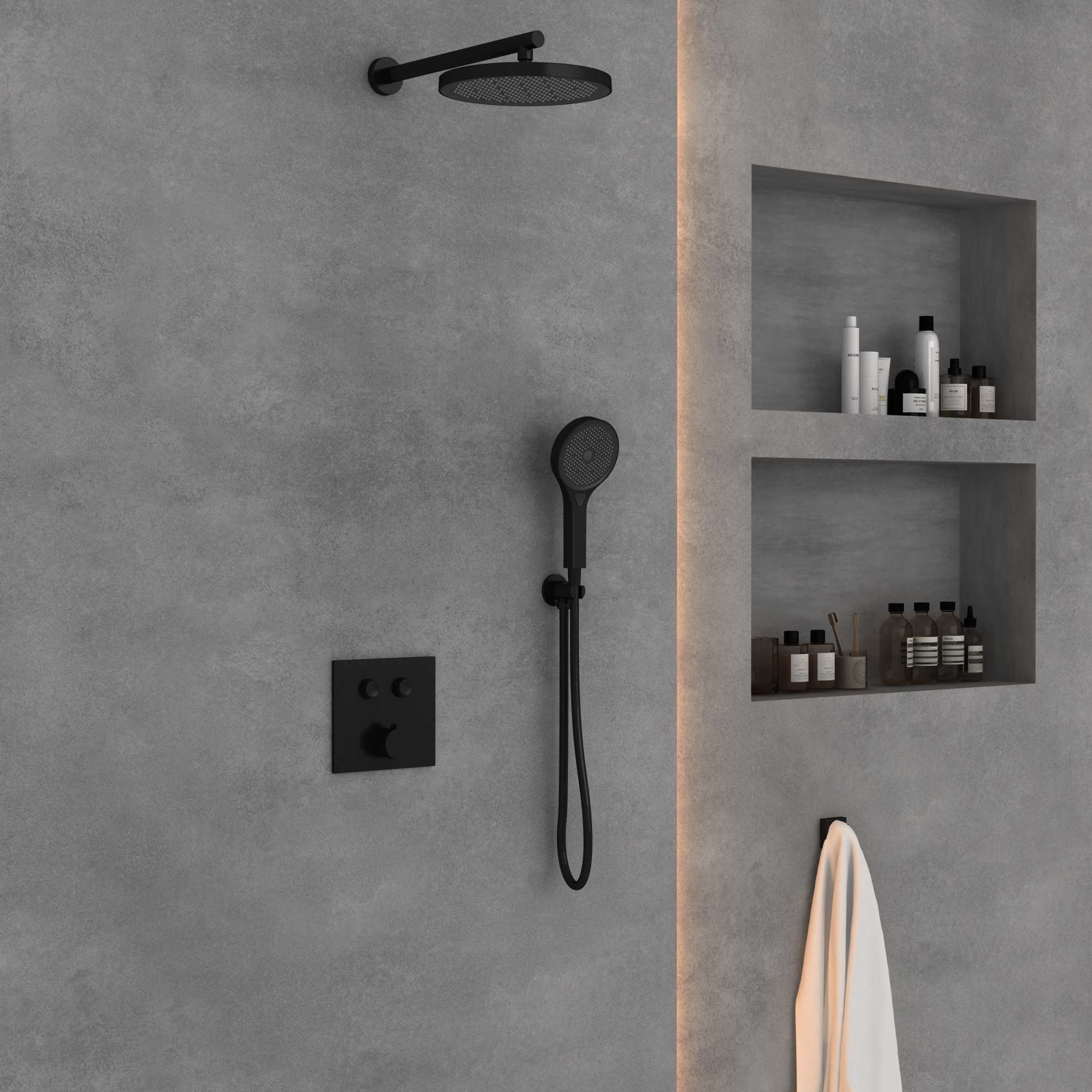 Душевая система Vincea VSFW-4212MB встраиваемая в стену цвет черный матовый