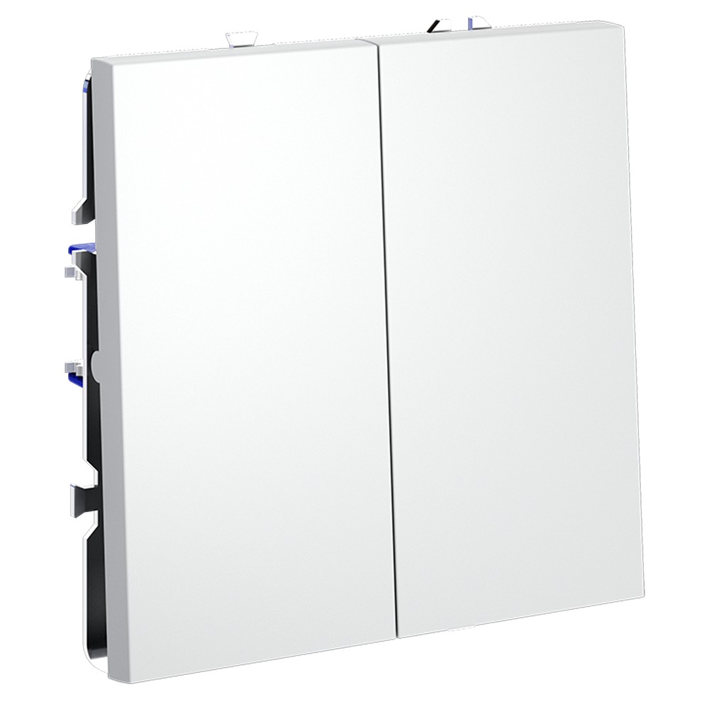 Выключатель встраиваемый VOLTUM S70 двухклавишный 10А, (белый матовый)