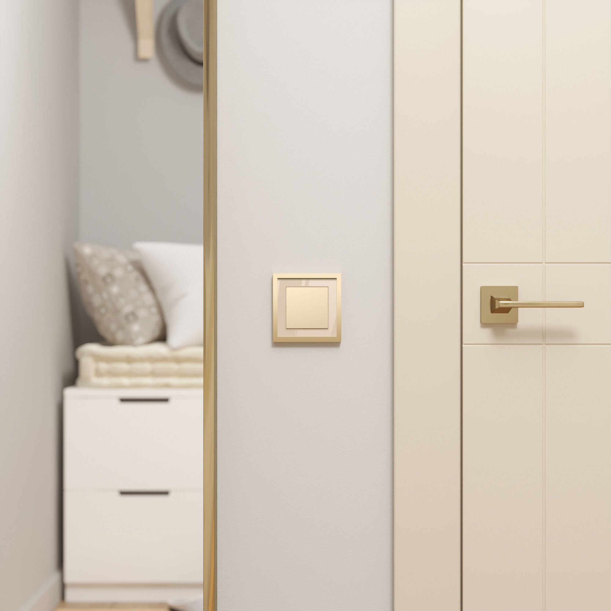 Рамка на 1 пост Baguette (айвори/латунь) Werkel