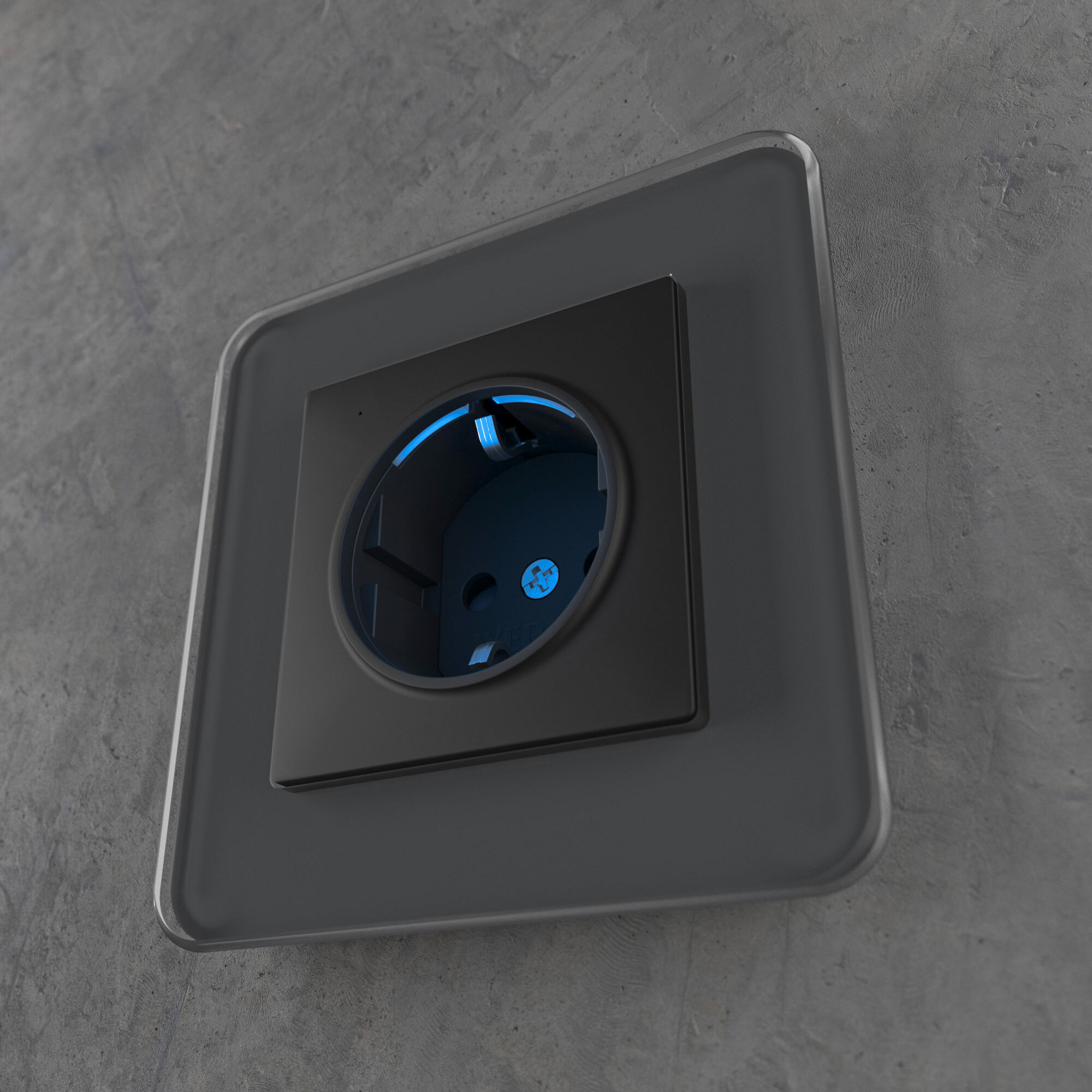 Розетка со встроенной подсветкой (черный матовый) Werkel