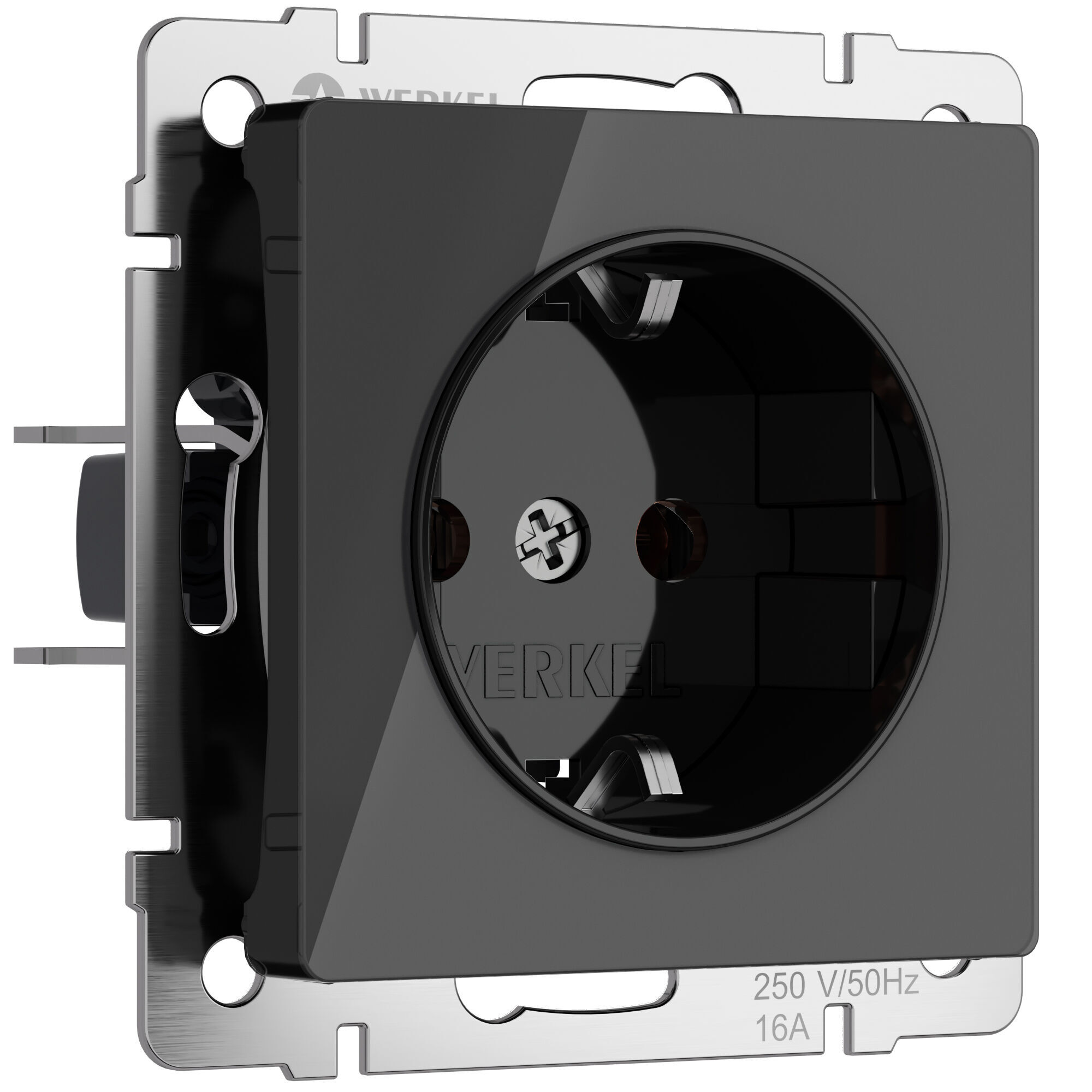 Розетка с заземлением (черный акрил) Werkel