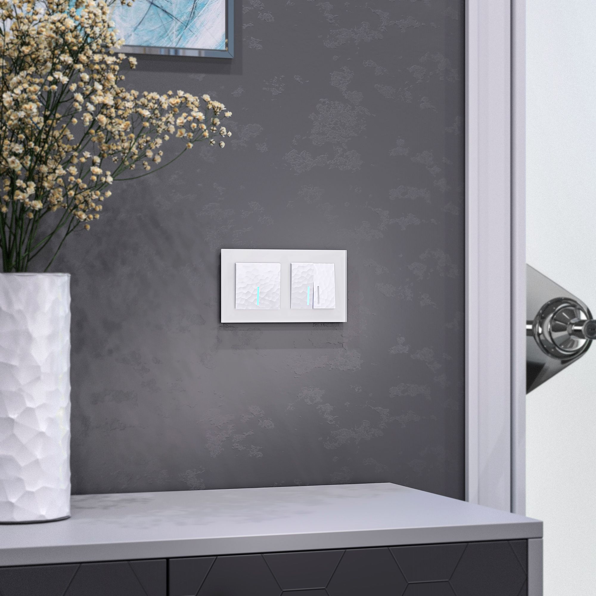 Выключатель двухклавишный с подсветкой (белый) Werkel