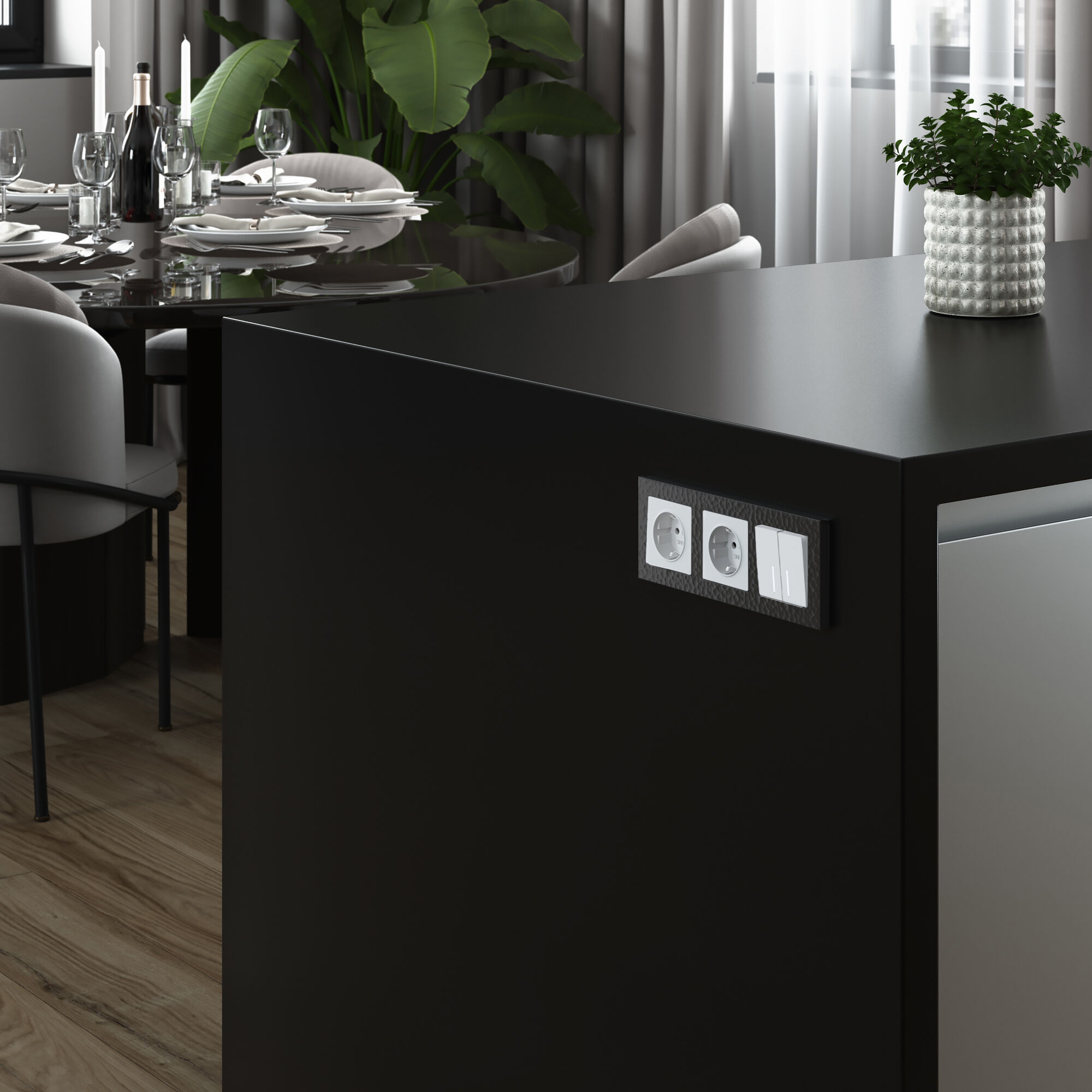 Выключатель двухклавишный с подсветкой (белый матовый) Werkel