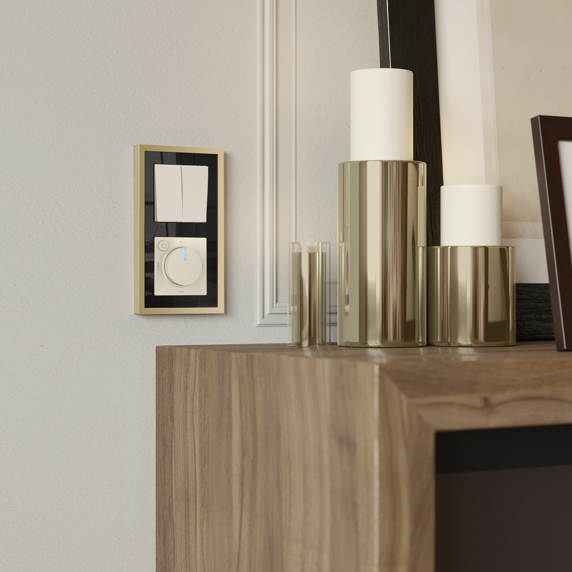 Выключатель двухклавишный проходной (айвори матовый) Werkel