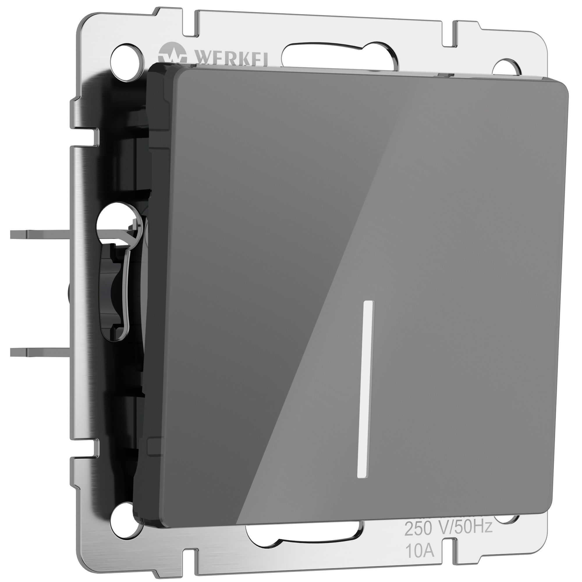 Выключатель одноклавишный проходной с подсветкой (графит акрил) Werkel