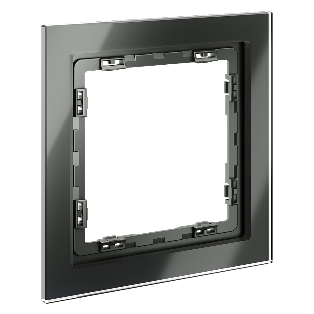 Рамка стеклянная VOLTUM S70 на 1 пост, (титан, стекло)