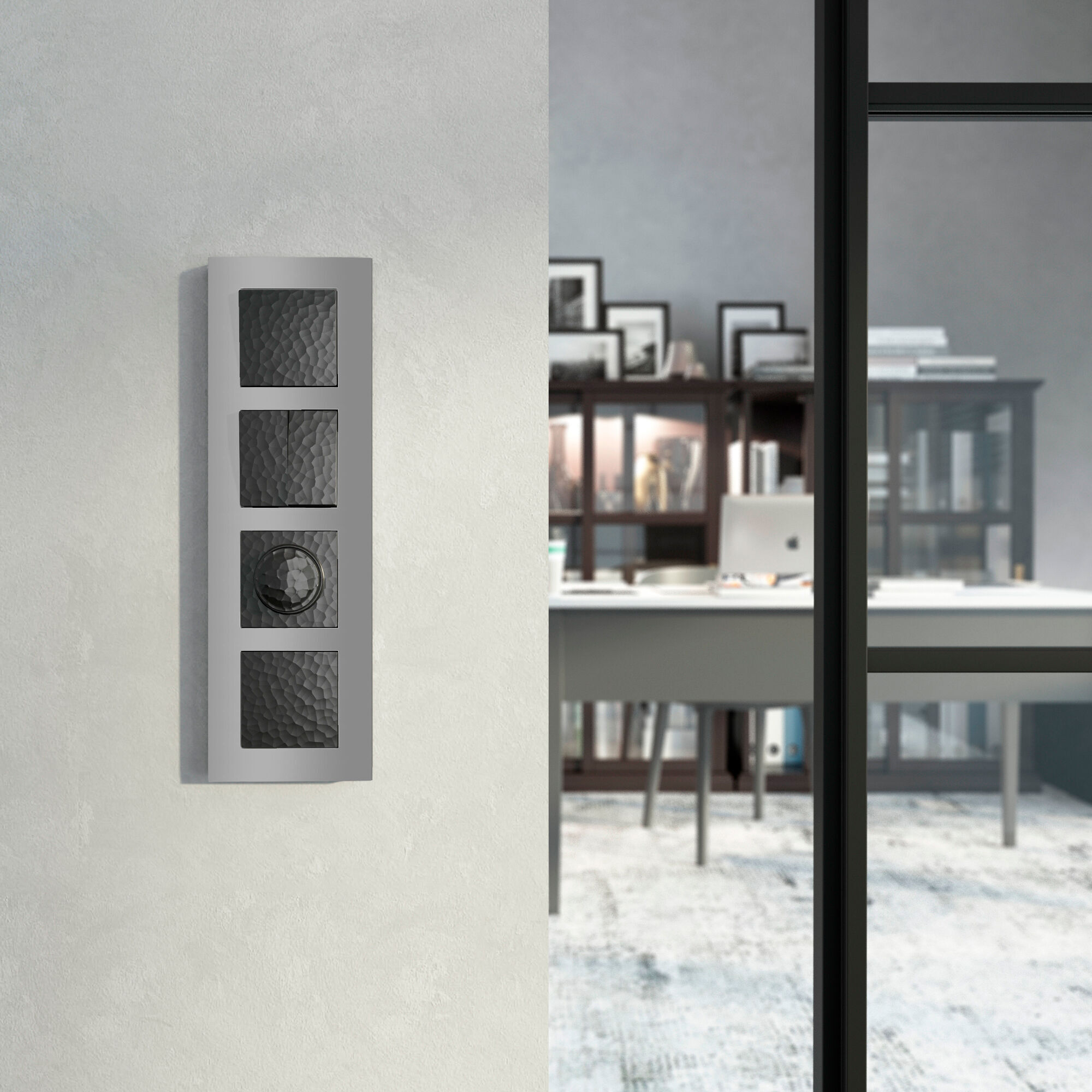 Выключатель двухклавишный проходной (черный) Werkel