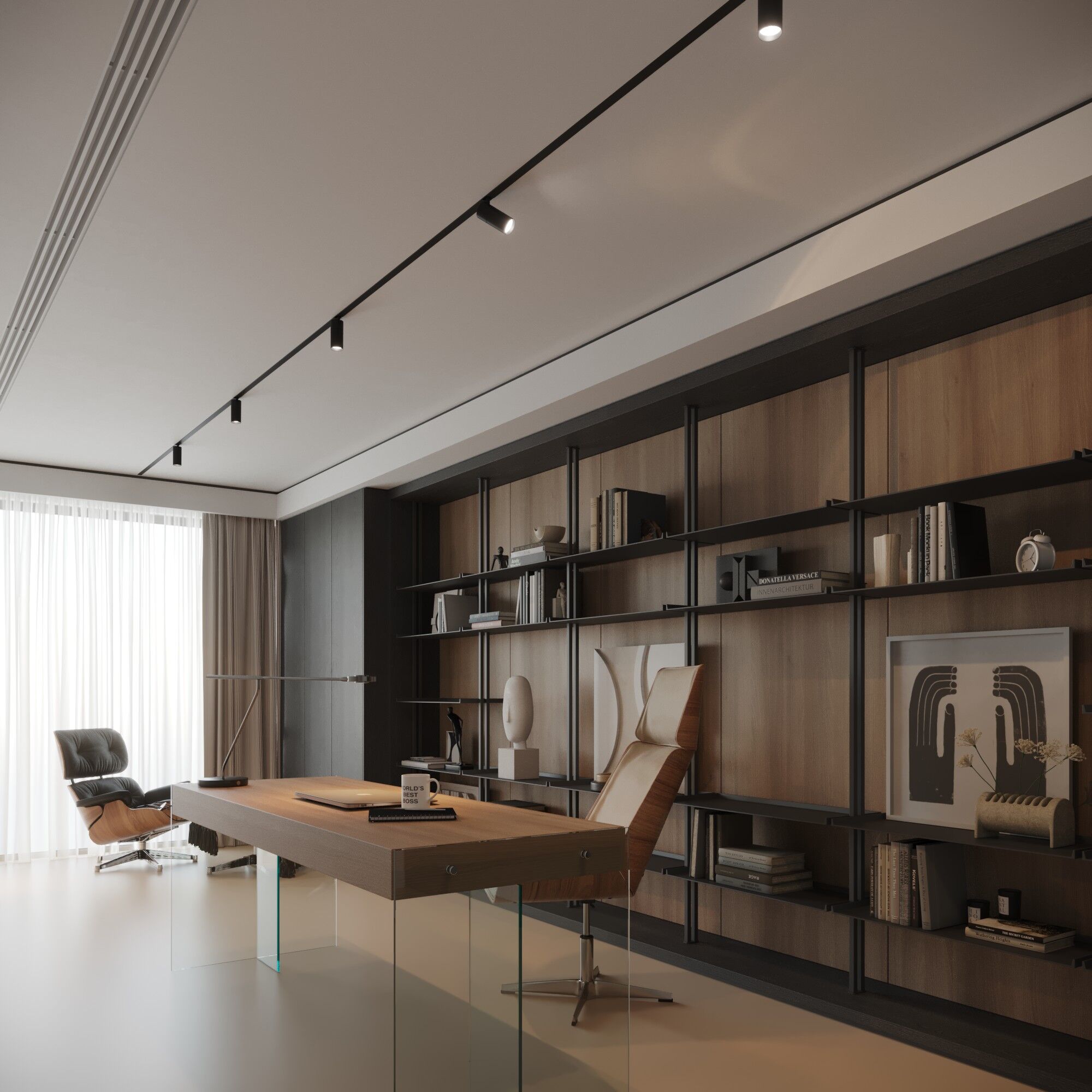 Slim Magnetic Трековый поворотный светильник R01 6W 4200K черный