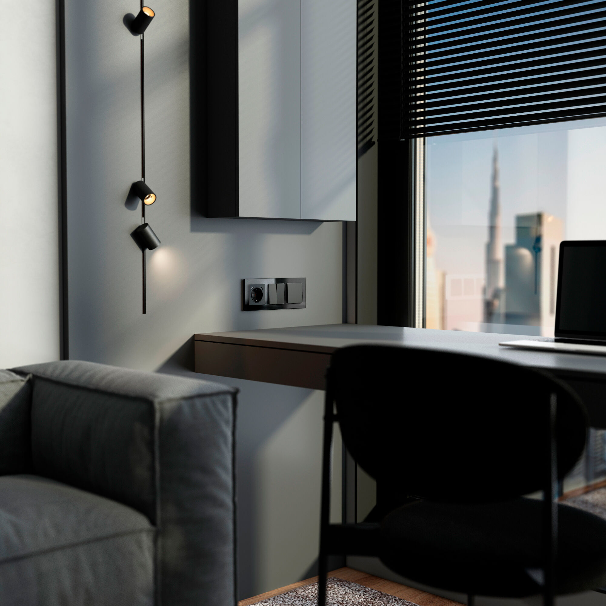 Рамка на 3 поста (черный, стекло) Werkel