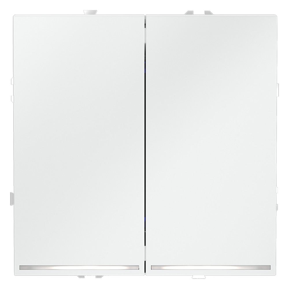 Выключатель встраиваемый VOLTUM S70 двухклавишный с подсветкой 10А, (белый матовый)