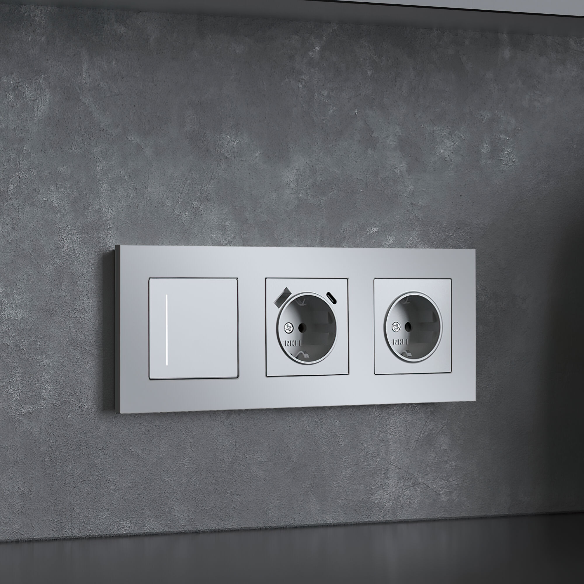 Рамка на 3 поста Slab (серебро софт) Werkel