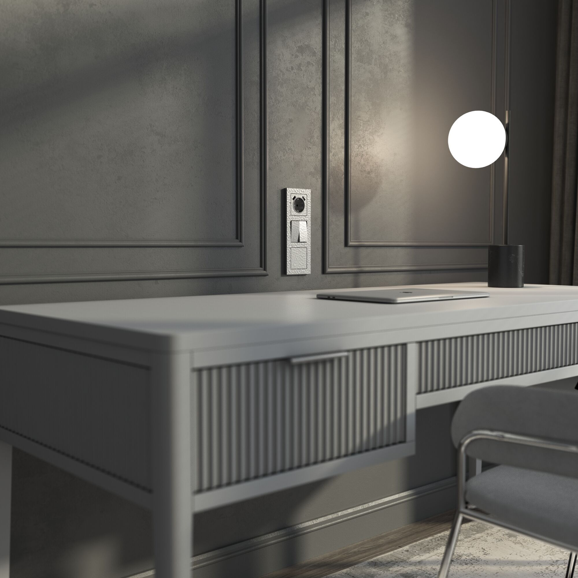 Выключатель двухклавишный проходной (серебряный) Werkel