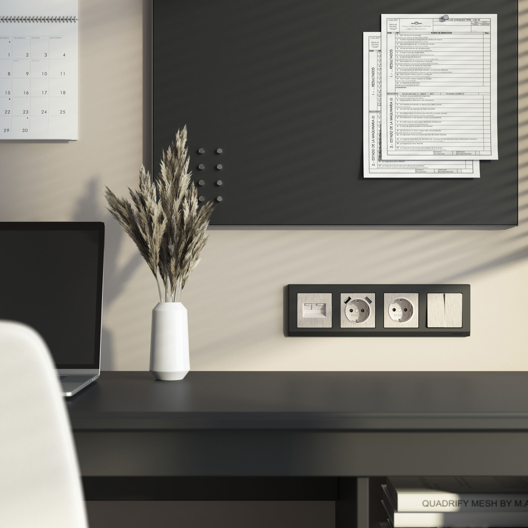 Розетка с заземлением и шторками (перламутровый рифленый) Werkel