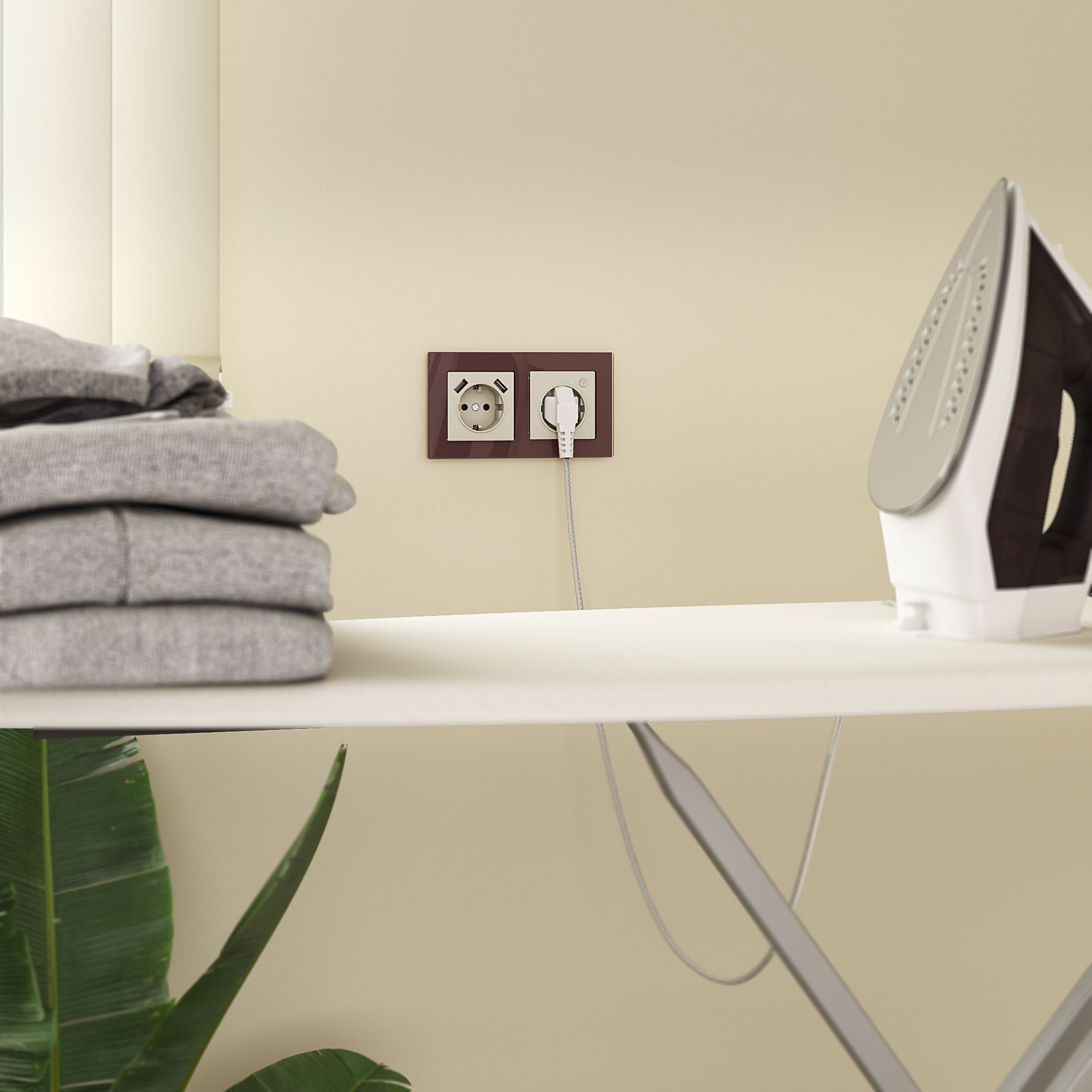 Розетка с заземлением, шторками и USBх2 (слоновая кость) Werkel