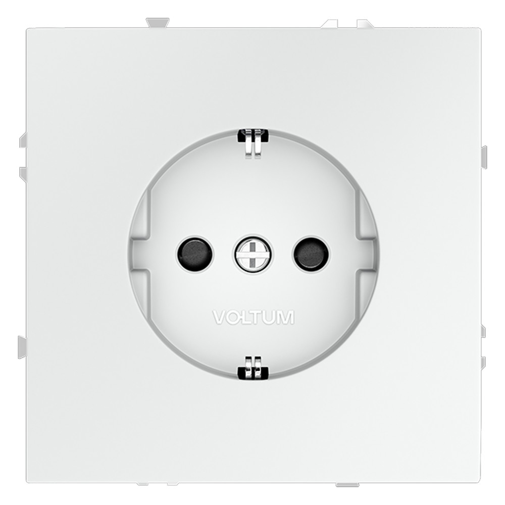 Розетка встраиваемая VOLTUM S70 с заземлением и защитными шторками, 16А, (белый матовый)