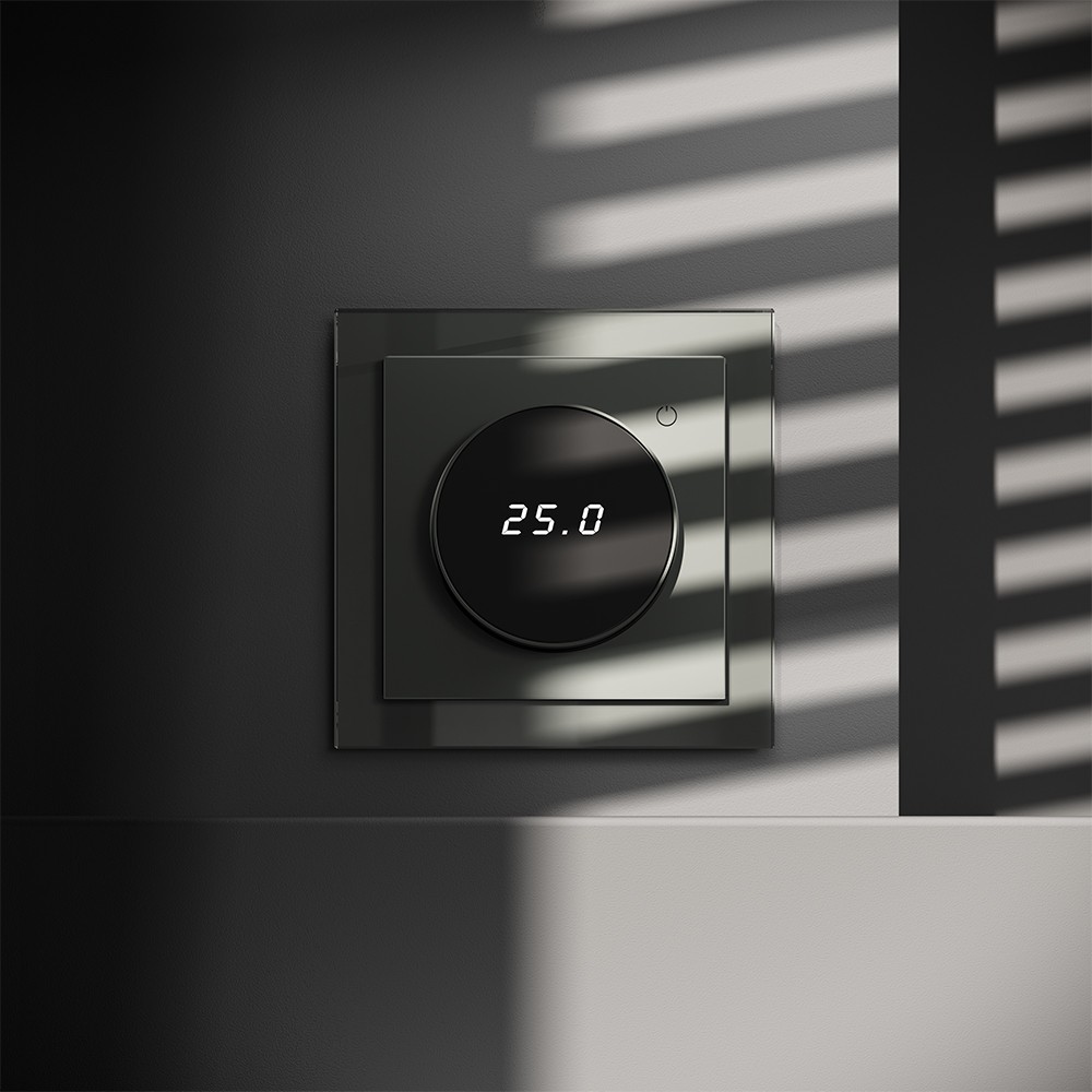 Терморегулятор электронный VOLTUM S70 с индикацией и датчиком, для теплого пола, (титан)