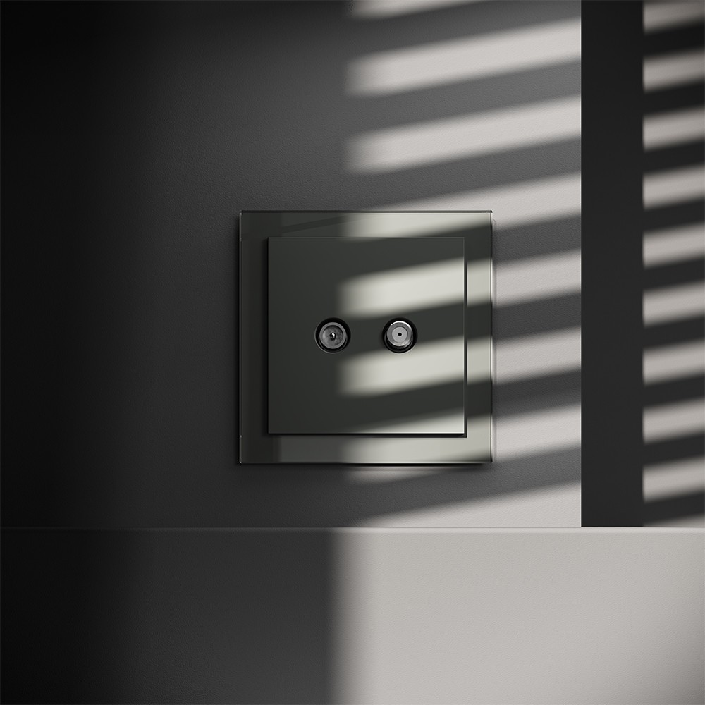 Розетка телевизионная встраиваемая VOLTUM S70 оконечная TV+SAT, (титан)