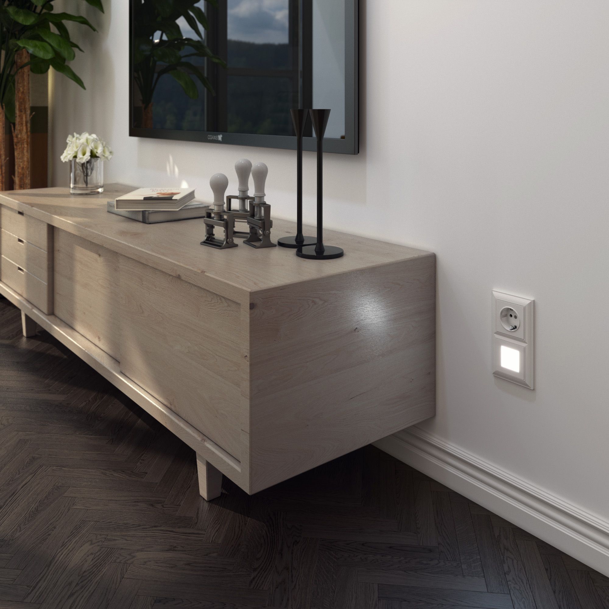 Розетка с заземлением (белая глянцевая) Werkel