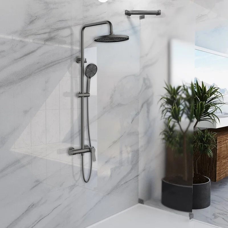 Душевая стойка Vincea Arco VSFS-4AR1GM настенная цвет вороненая сталь