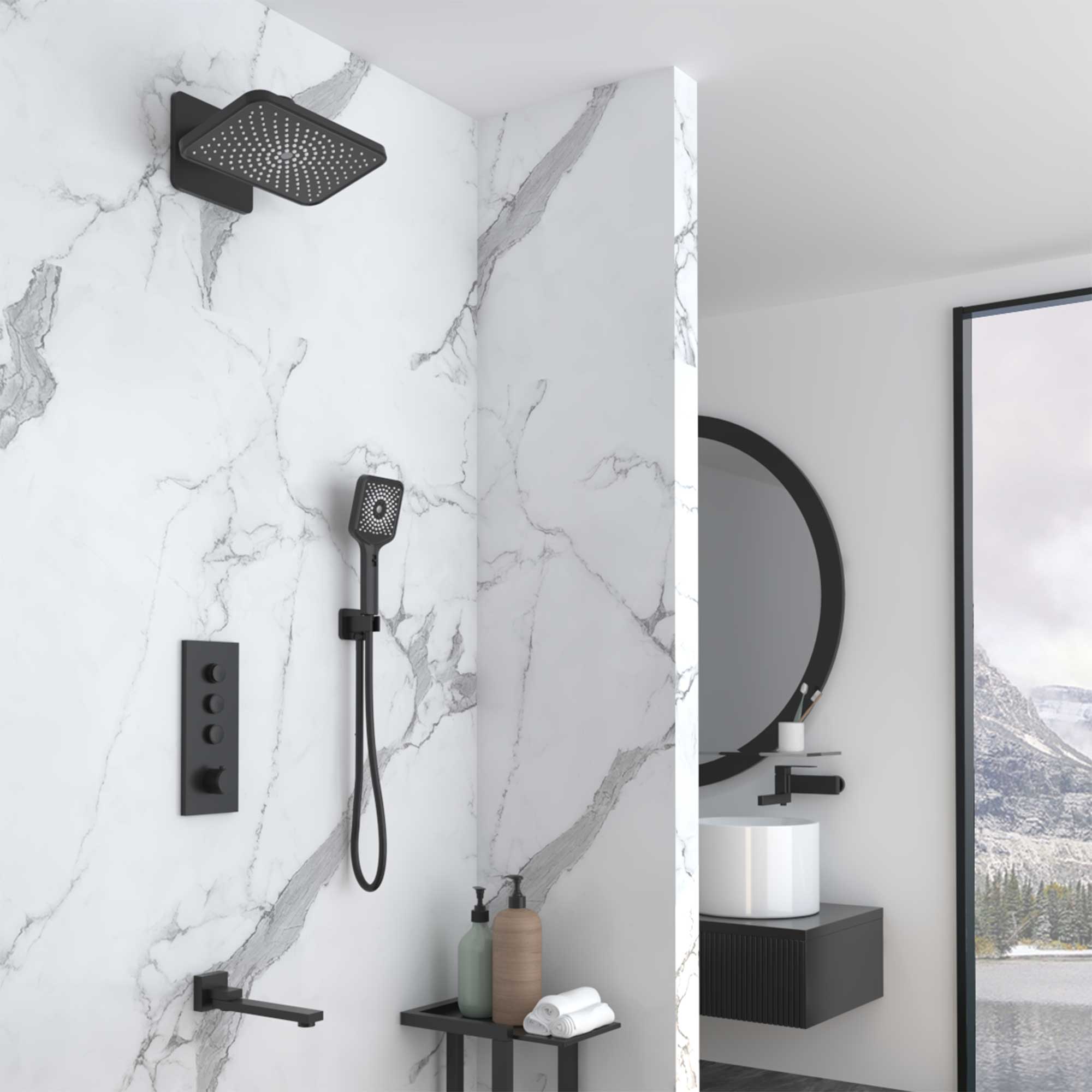 Душевая система Vincea VSFW-433TI4MB встраиваемая в стену цвет черный матовый