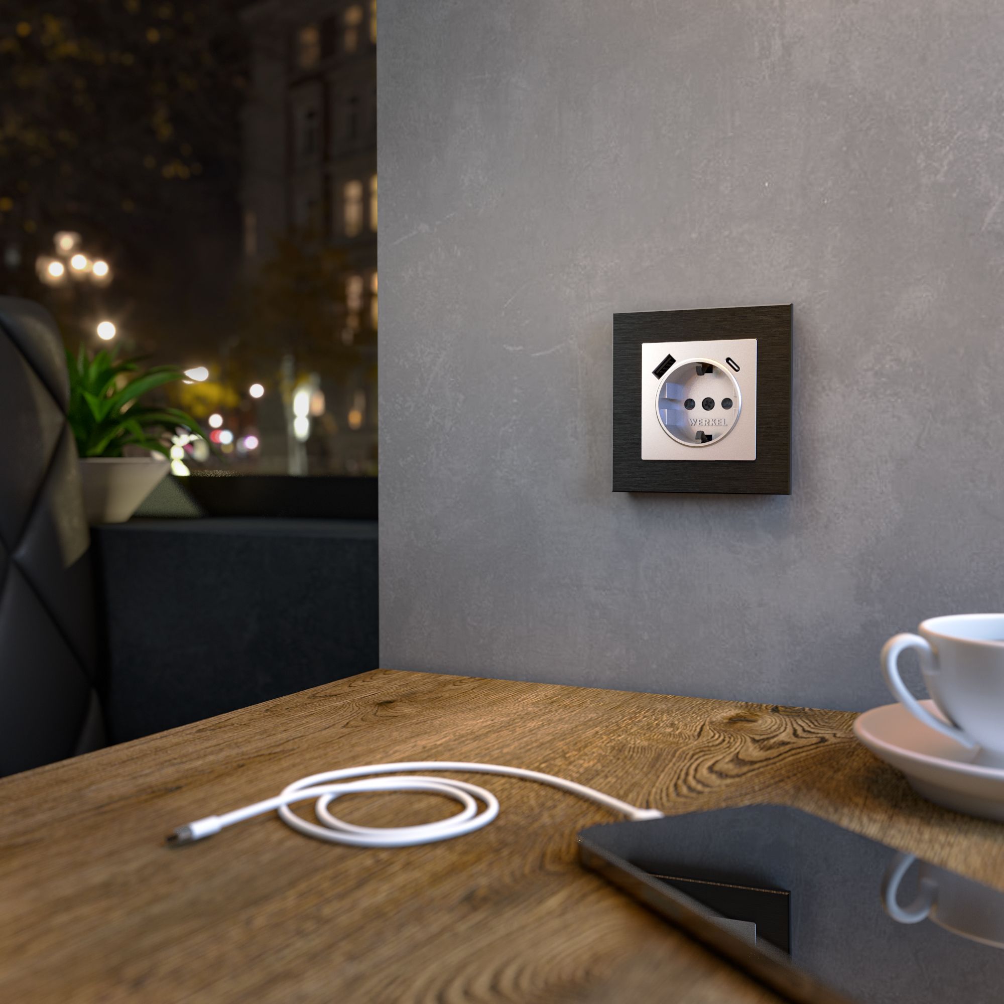 Рамка на 1 пост (черный алюминий) Werkel