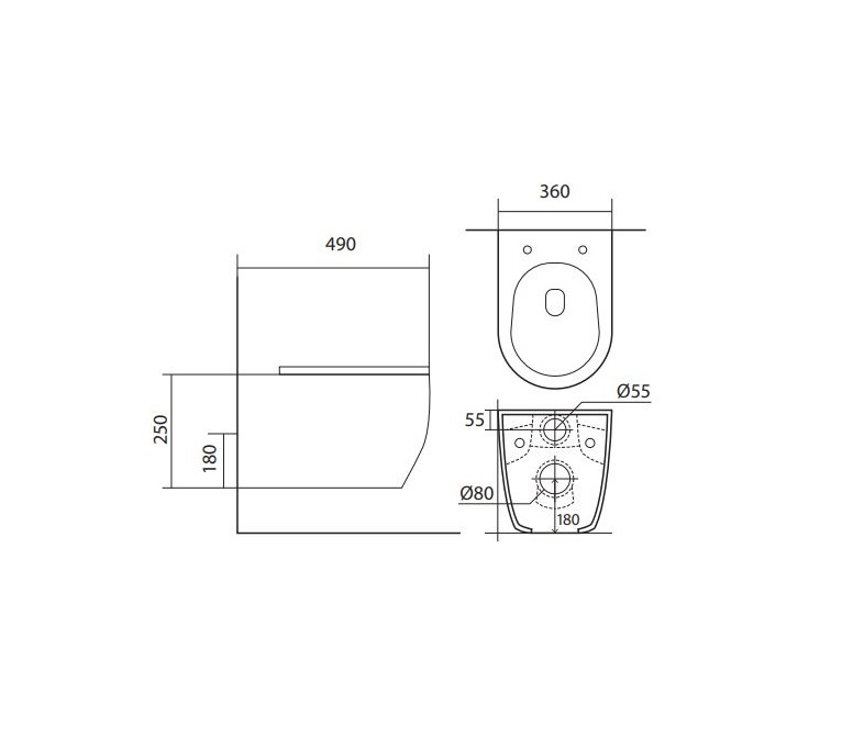 Унитаз подвесной безободковый Aquatek ЕВРОПА NEW AQ1106-00 490*360*250 с сиденьем Soft Close