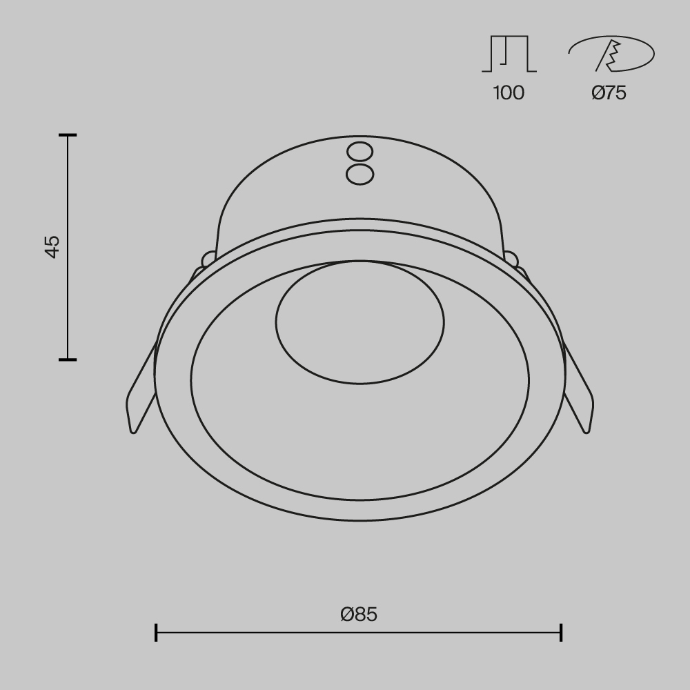Встраиваемый светильник Maytoni Zoom GU10 1x10Вт IP 65 DL032-2-01B