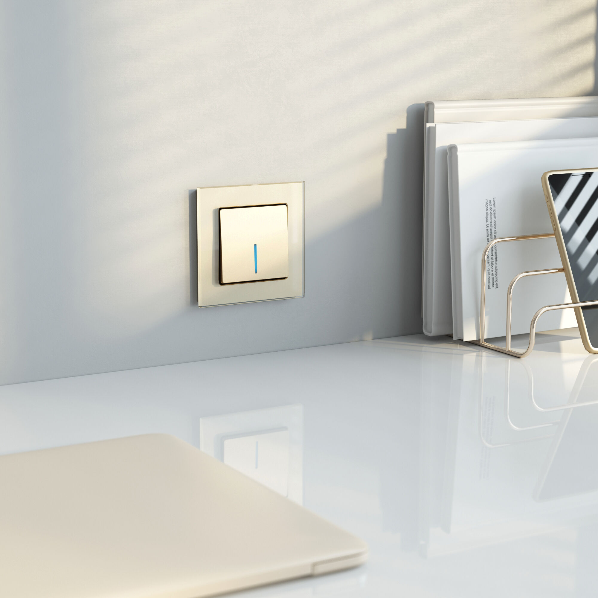 Выключатель одноклавишный с подсветкой (шампань) Werkel