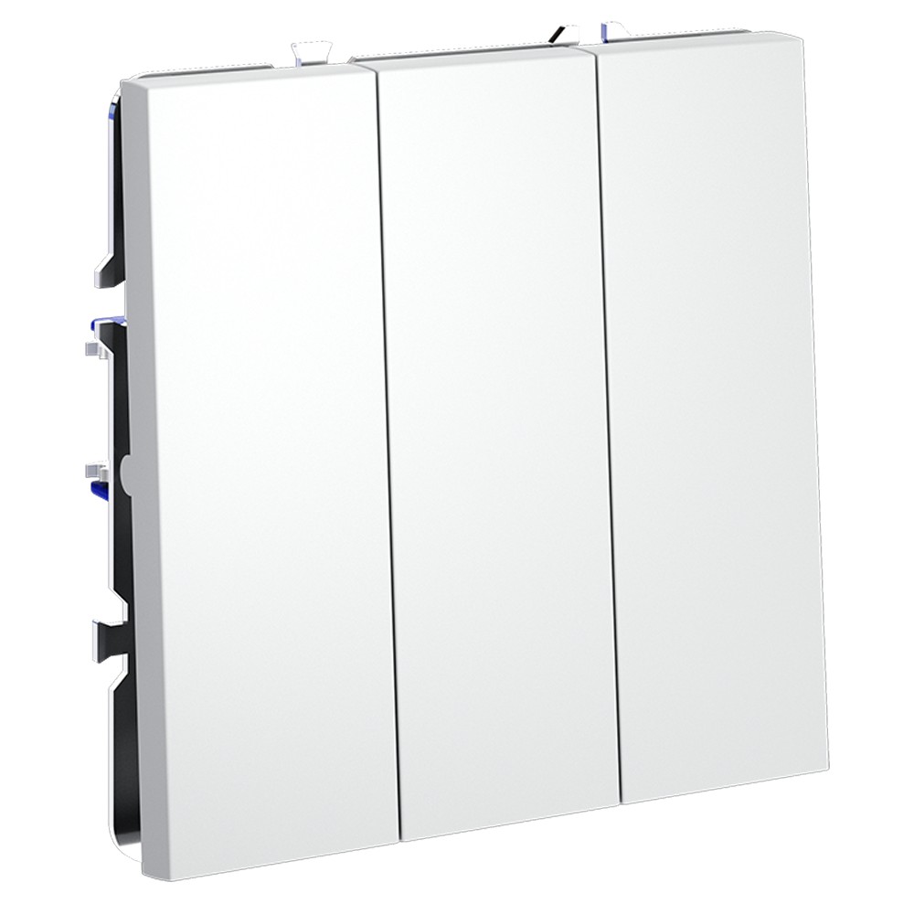 Выключатель встраиваемый VOLTUM S70 трехклавишный 10А, (белый матовый)