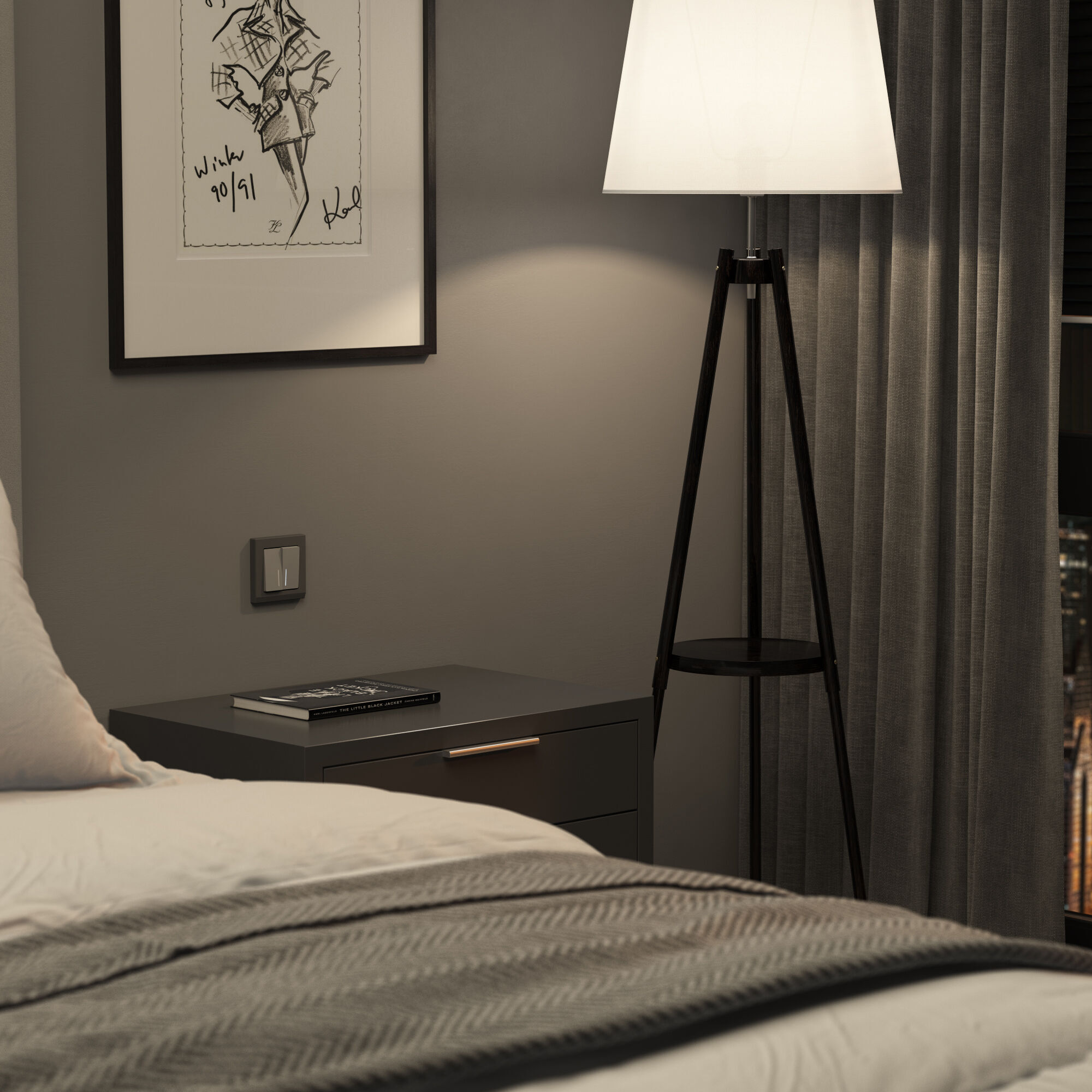 Выключатель двухклавишный проходной с подсветкой (серебряный матовый) Werkel