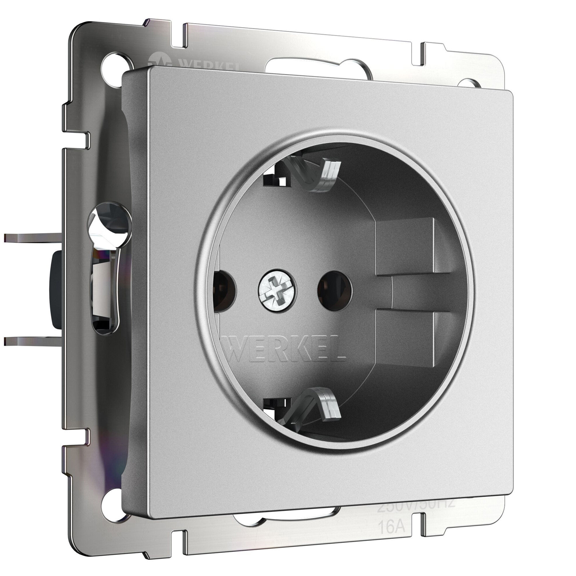 Розетка с заземлением (серебряный матовый) Werkel