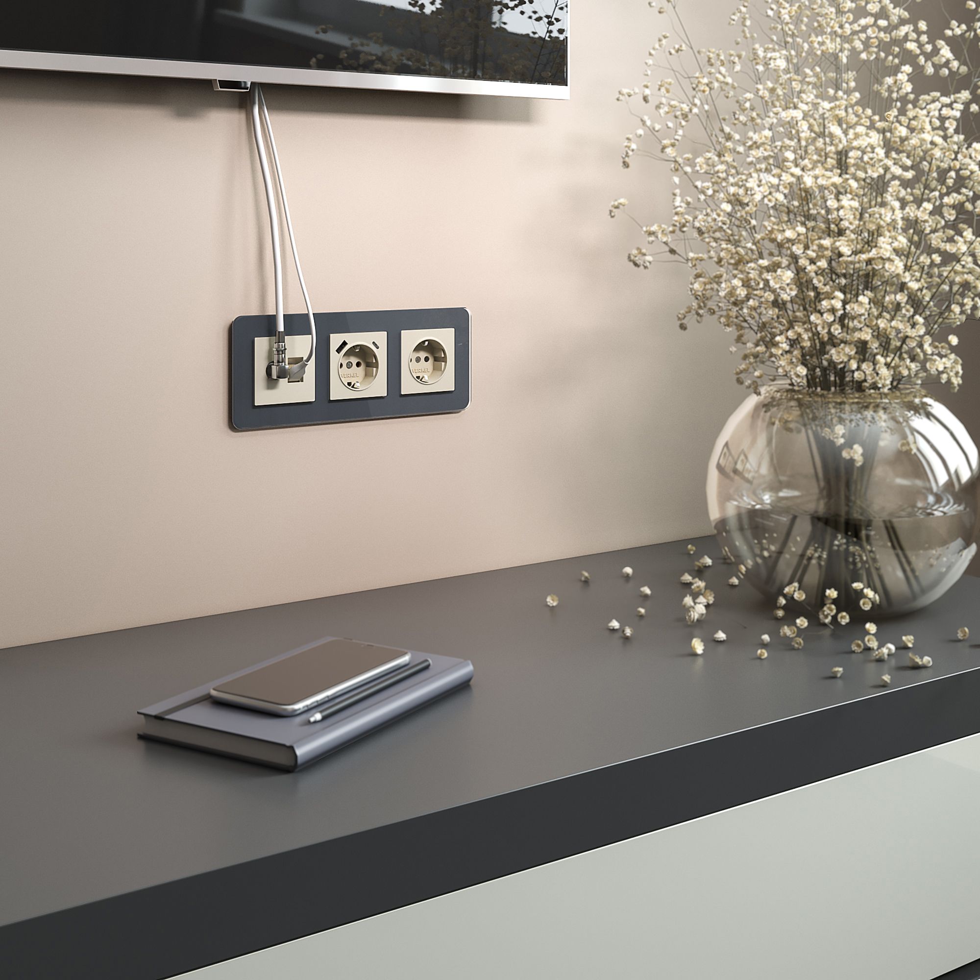 Розетка ТВ+Ethernet RJ-45 6 cat.(слоновая кость) Werkel