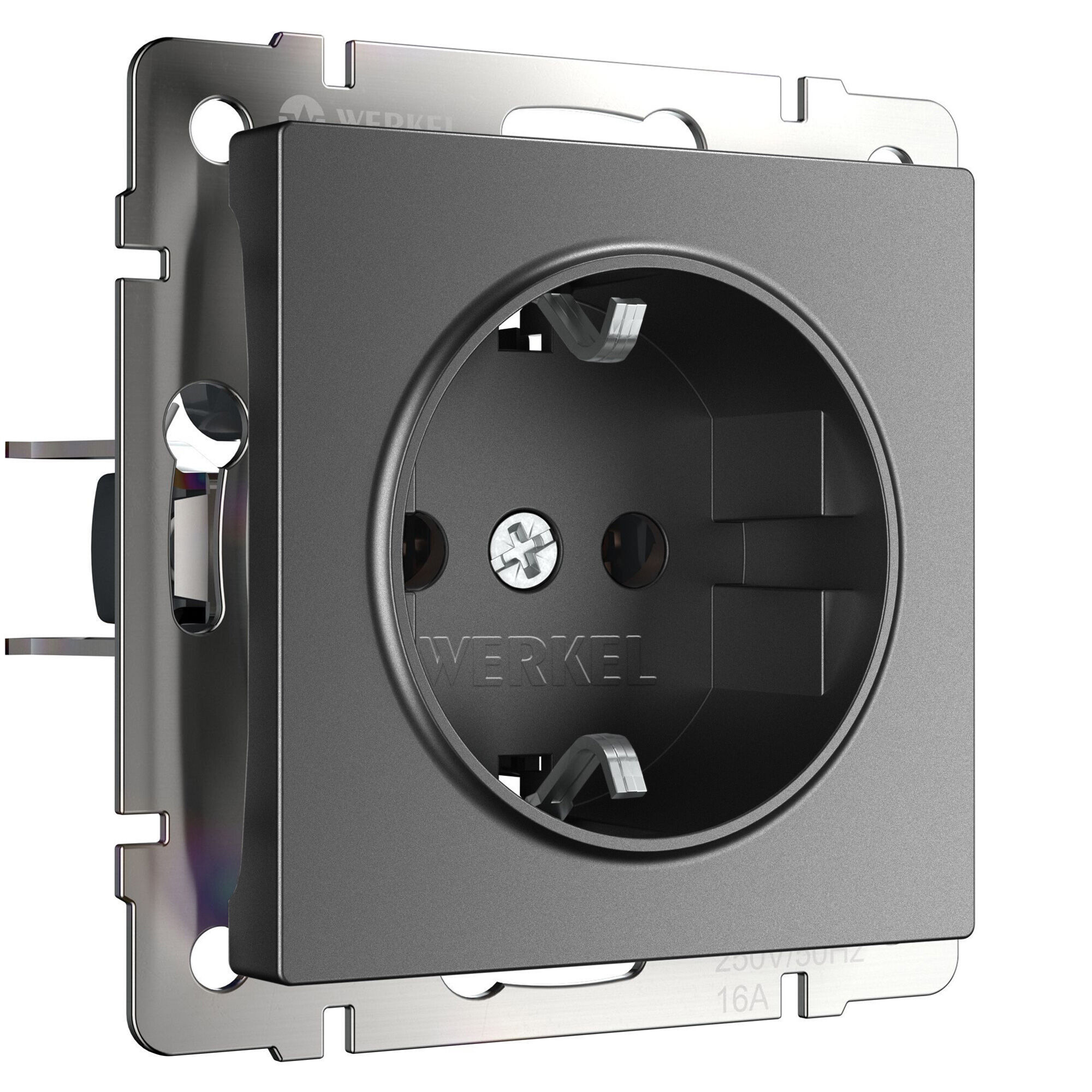 Розетка с заземлением (графит матовый) Werkel