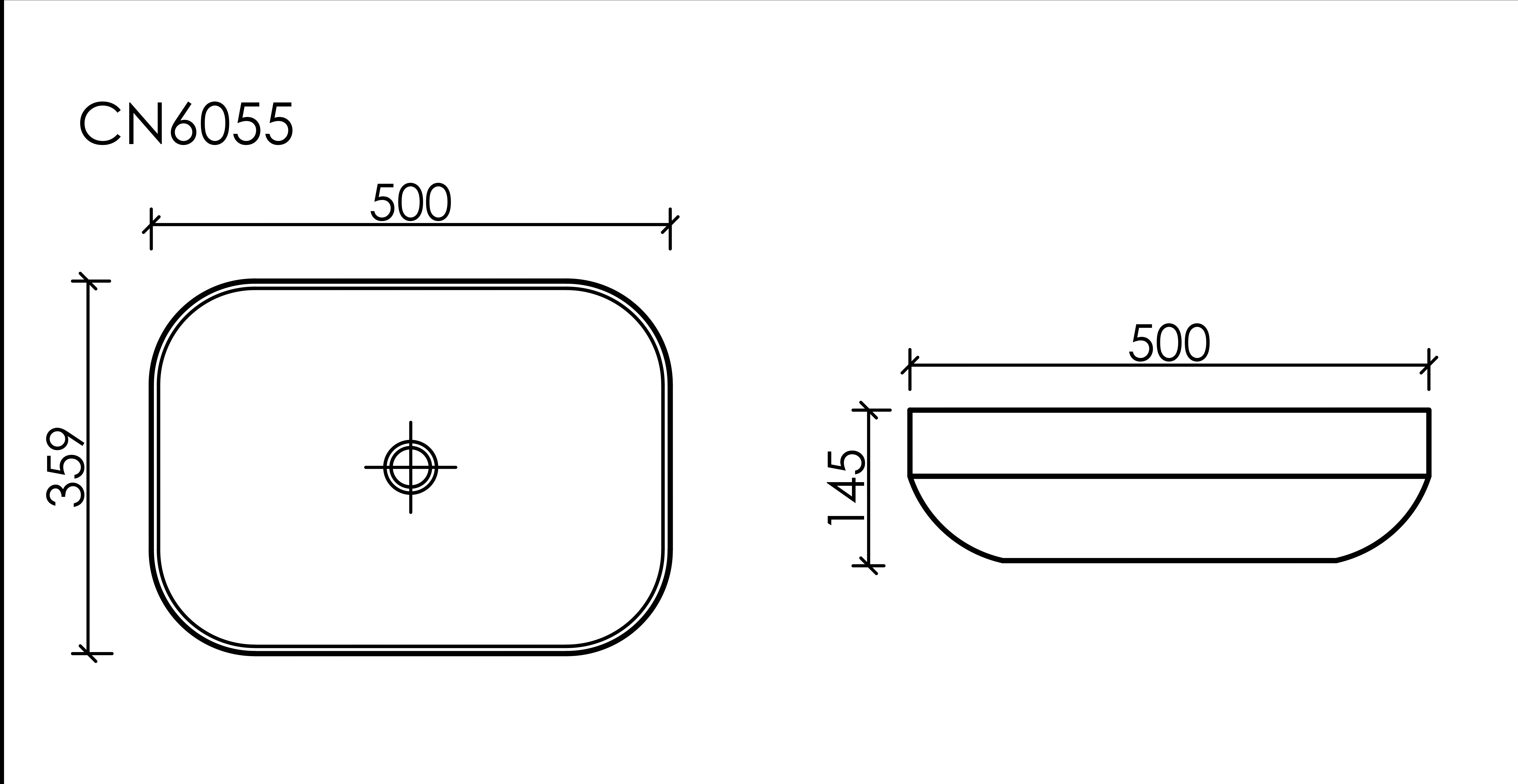 Умывальник чаша накладная прямоугольная CN6055MB