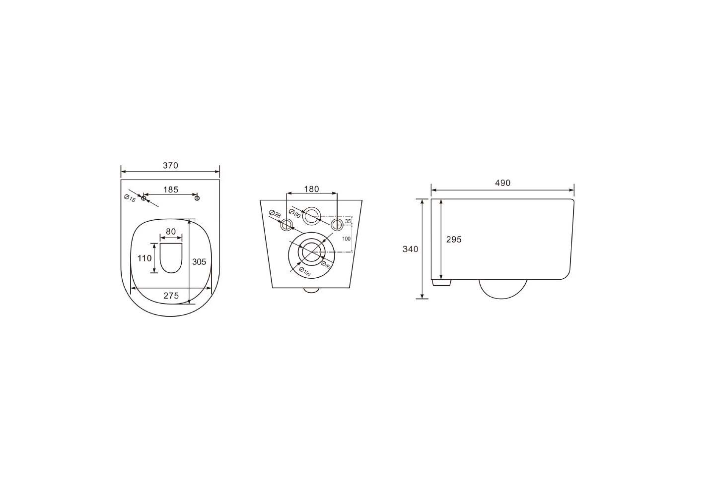 Унитаз подвесной безободковый Aquatek МИЯ AQ2004-MB 490*370*340 с легкосъемным сиденьем Soft Close