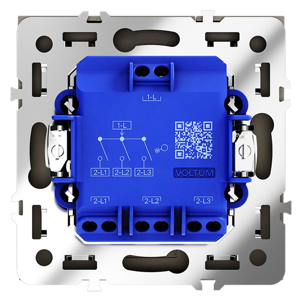Выключатель встраиваемый VOLTUM S70 трехклавишный 10А, (графит)