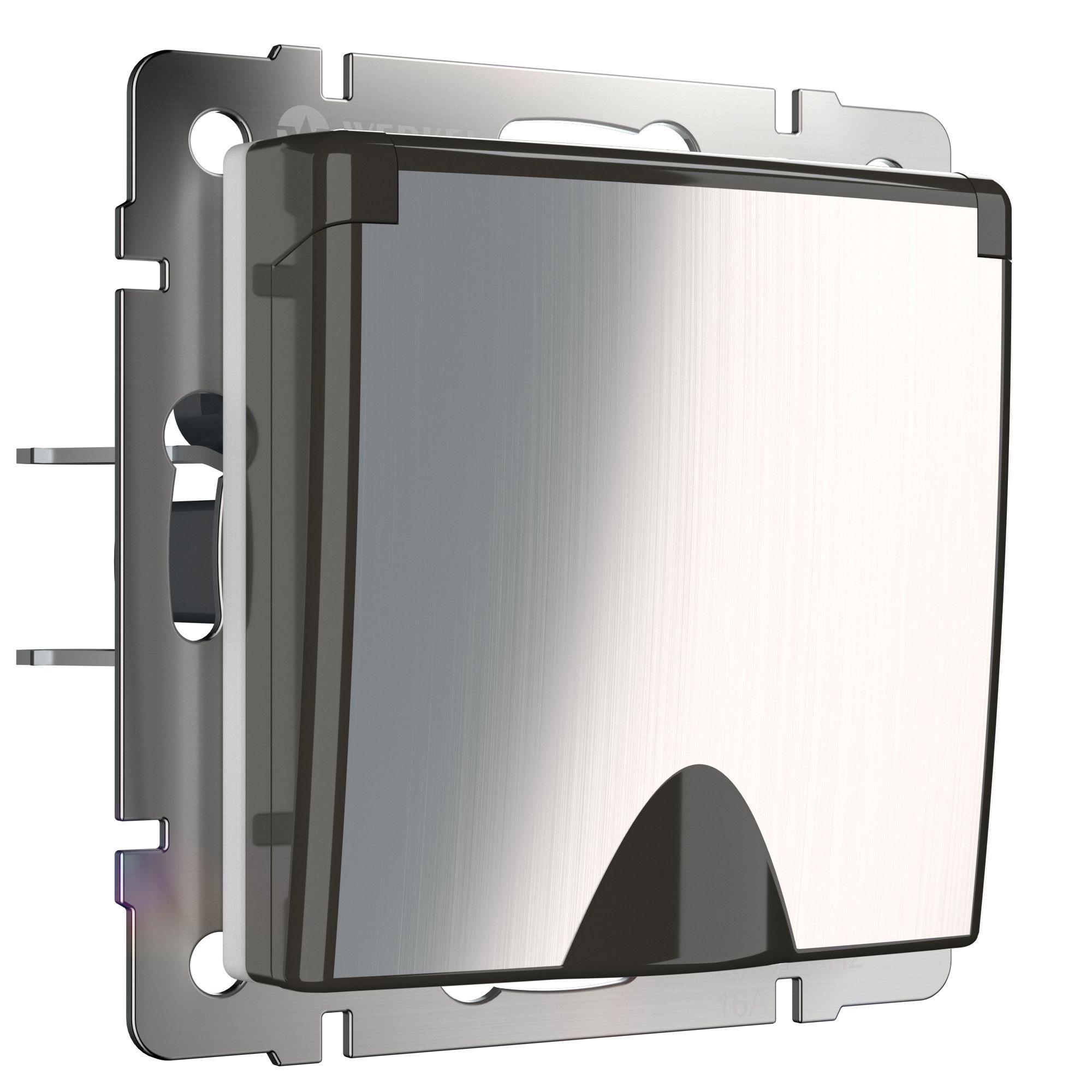 Розетка влагозащ. с зазем. с защит. крышкой и шторками (глянцевый никель) Werkel